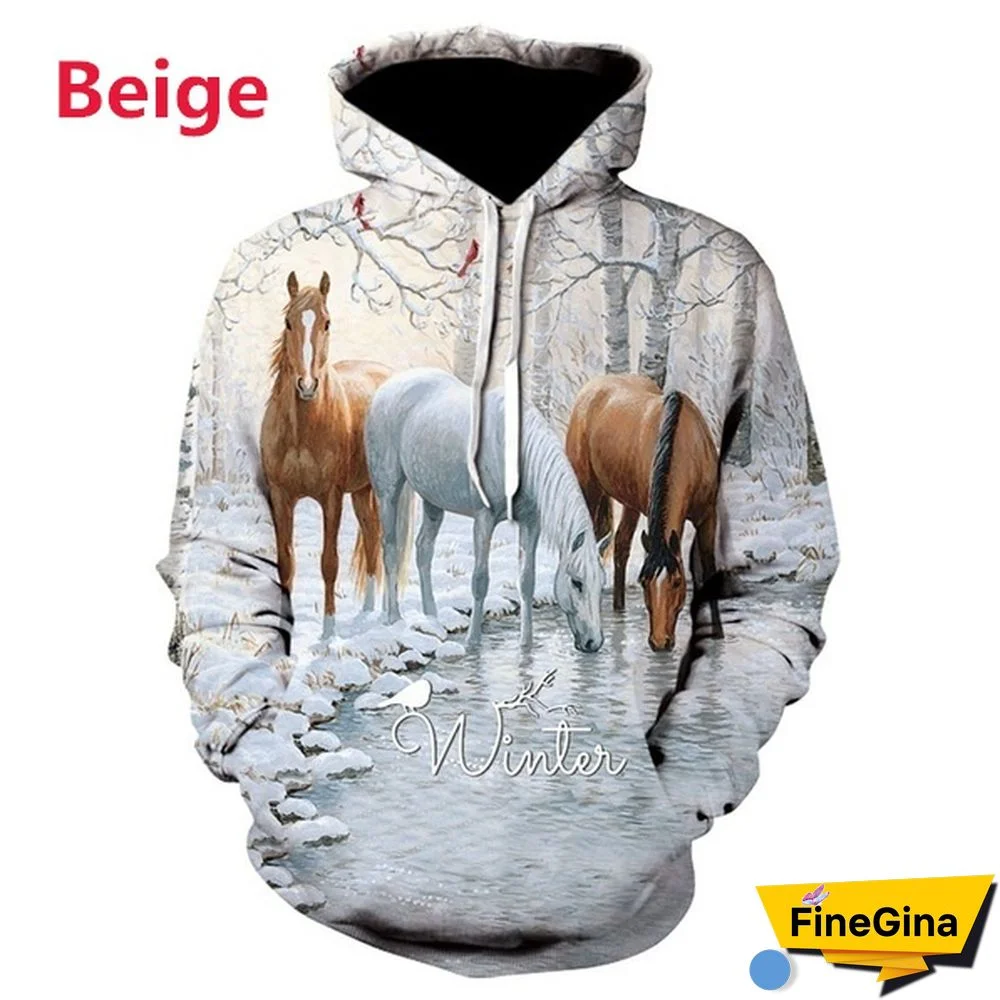 Fashion Sweatshirt Men/Women 3D Horse Print Hoodies Unisex Sweatshirts Streetwear Pullovers Tops XS-5XL Plus Size