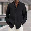 Men's Lapel Loose Button Cotton and Linen Striped Shirt