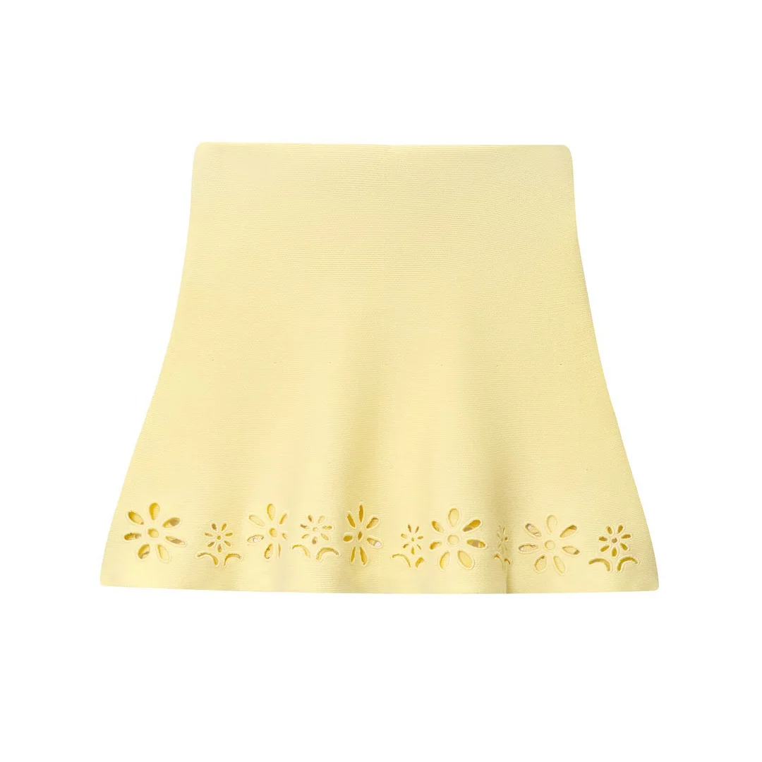 Nigikala Nigikala Wide Shoulder-Coat 3884009 Hollow Embroidered Knitted Miniskirt 3581010