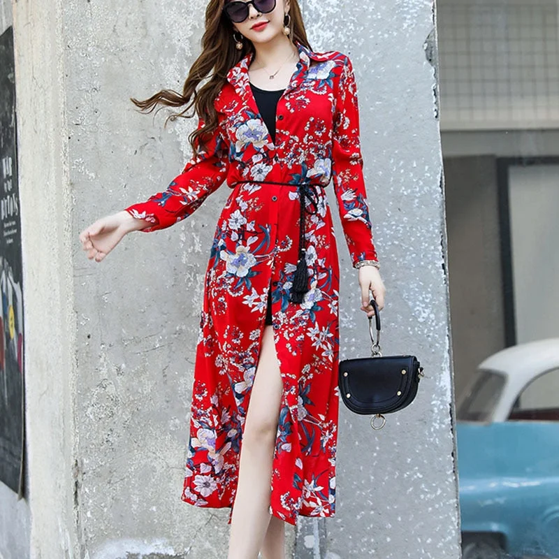 2021 Summer Sun-Proof Clothing Female Outdoor Shawl Thin Chiffon Cardigan Jacket Fairy Mid-Length Sun-Protective Clothing 9736