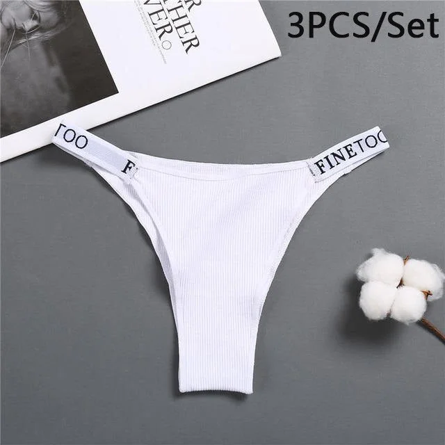 Women's Panties Cotton Briefs Female Underpants Sexy Thong Pantys Underwear Solid Color Intimates Lingerie For Women 3PCS/Set
