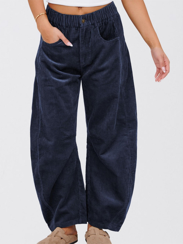 Solid Color Corduroy Loose Straight Trousers hjn Shicloths