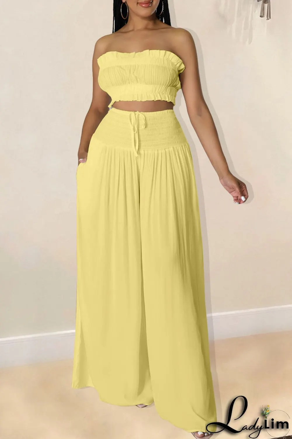 Red Sexy Solid Split Joint Stringy Selvedge Strapless Sleeveless Two Pieces
