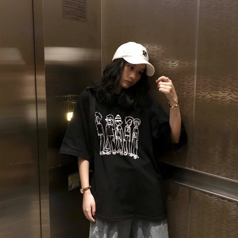 Pongl Pongl T-Shirt Female Loose Korean Version Joker Student College Style Top Fashion Bestie Wear 2024 Summer New Fashion