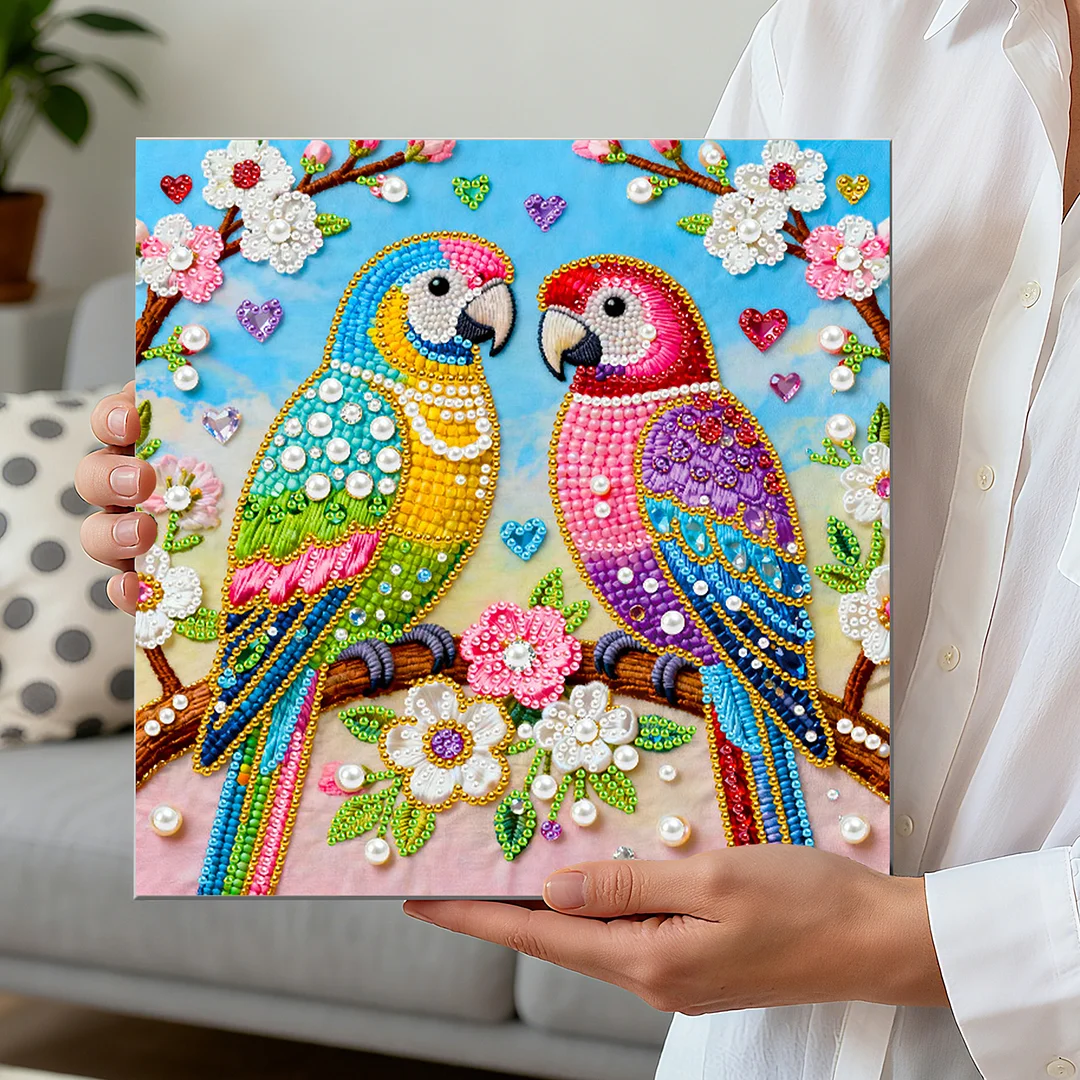 Two Birds Art Diamond Painting Kit for Adults Home Decor 25x25cm With Frame