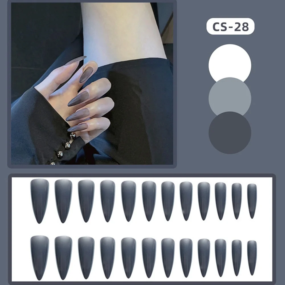 24pcs/box Full Cover fake Press on Nails Matte Yellow Pure Acrylic Frosted Ballerina acrylic for nails for Women free shipping-Nail Inspo