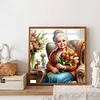 Diamond Painting-DIY Full Round Drill Old Lady With Tulips