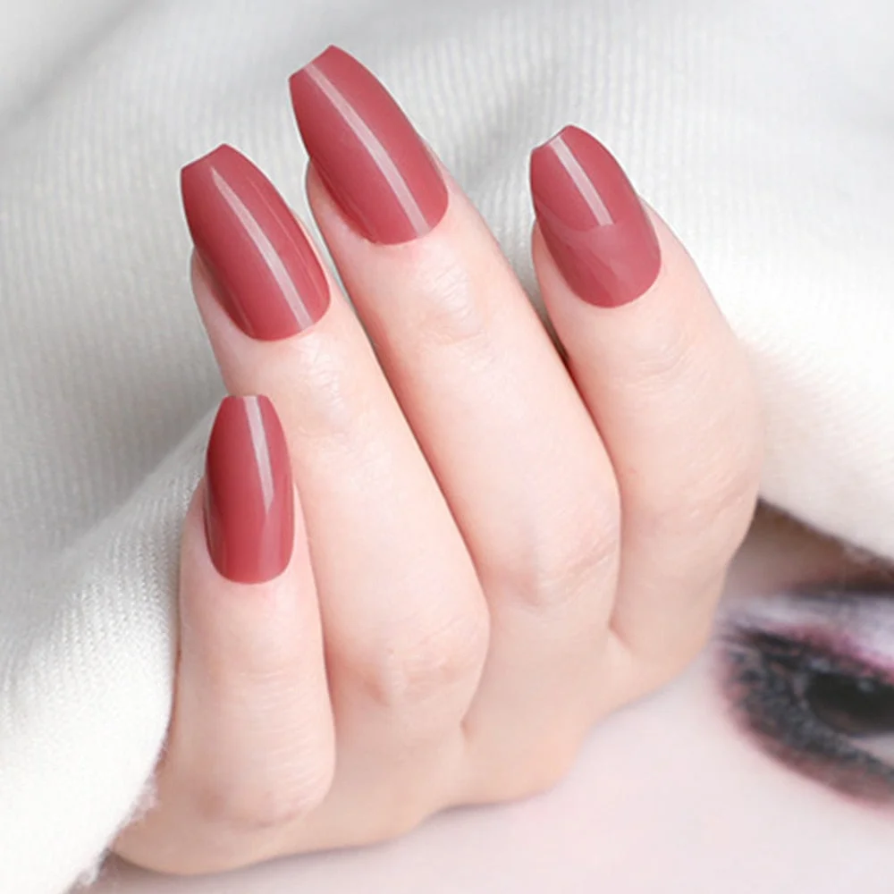 24Pcs Shiny Artificial Fake Nails With Jelly Glue Off White Short Ballerina Coffin False Nails Press On Finger Tip Manicure Tool-Nail Inspo