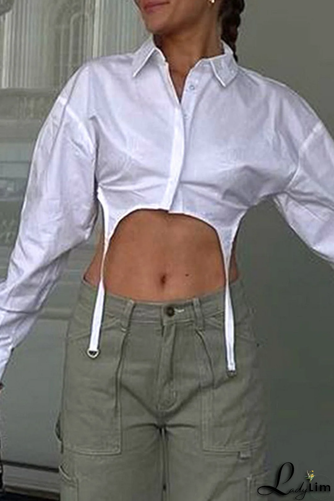 White Irregular Cropped Shirt