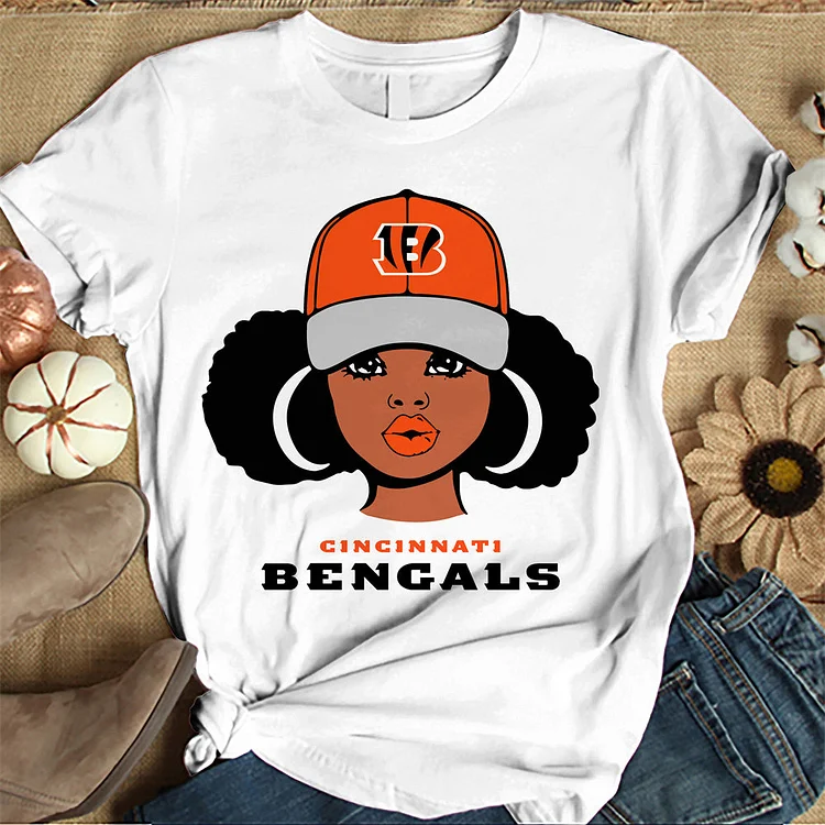 Cincinnati Bengals  Women's White Relaxed T-Shirt