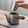 Retro hanging ear hand brewed coffee pot stainless steel tea set home portable teapot