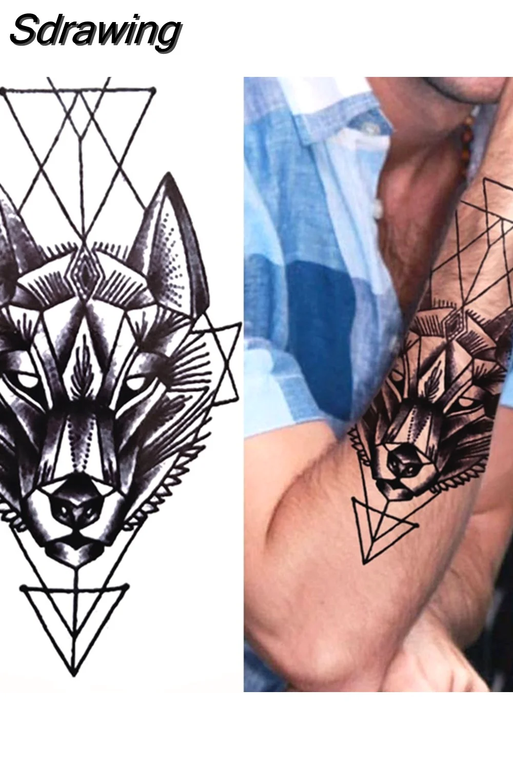 Sdrawing Forest Tattoo Sticker For Men Women Children Tiger Wolf Death Skull Temporary Tattoo Fake Henna Skeleton King Animal Tatoo 430-0
