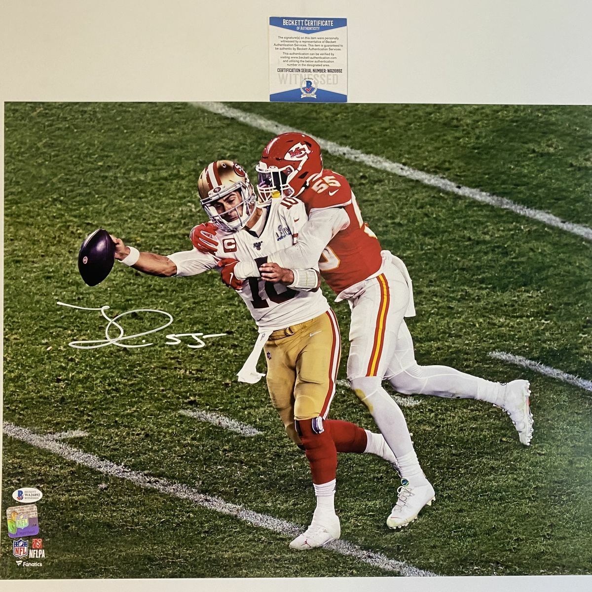 Autographed/Signed FRANK CLARK Super Bowl LIV Sack Chiefs 16x20 Photo Poster painting BAS COA