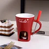 Candle Cup Cheese Chocolate Melting Ceramic Mug Chocolate Fondue Mug with Fork