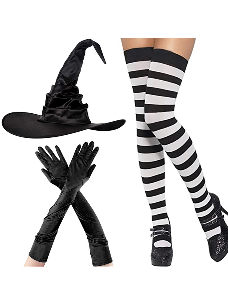 Comstylish Halloween Witch Hat + Gloves + Stockings