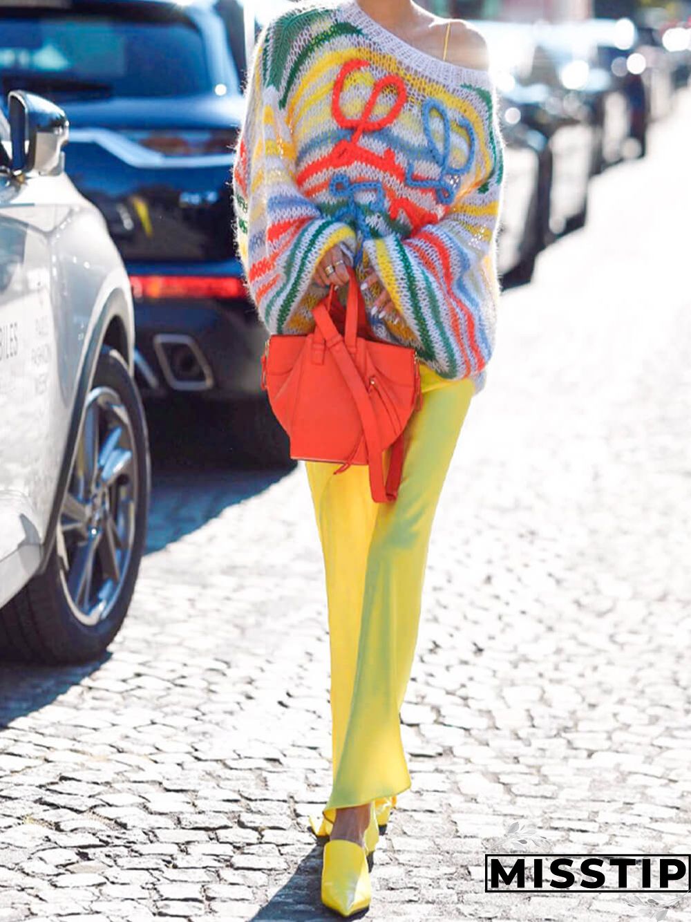Rainbow Contrast Striped Sweater