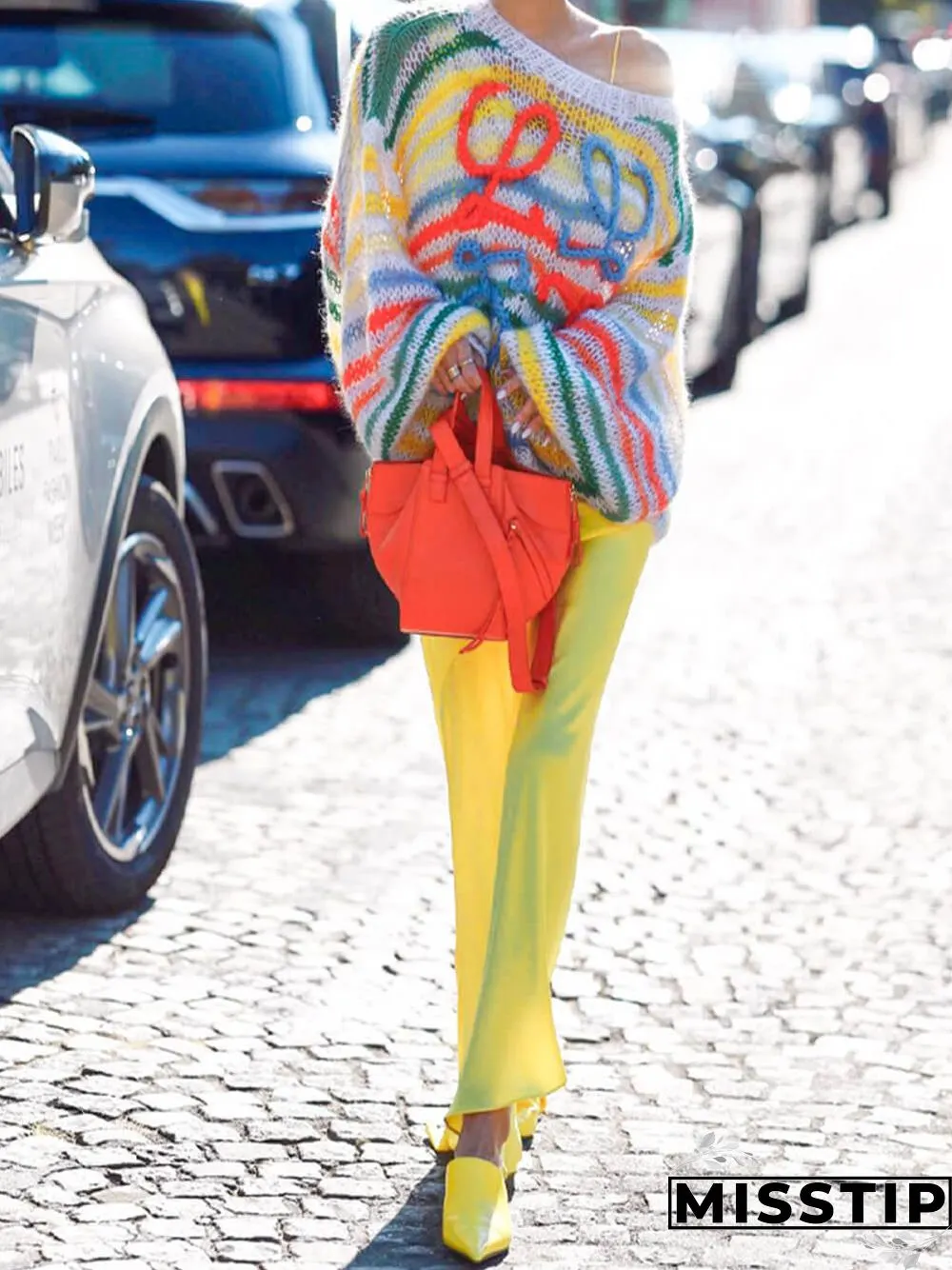 Rainbow Contrast Striped Sweater