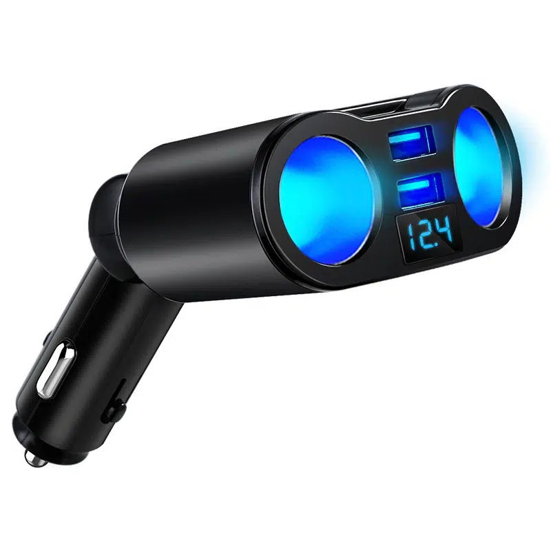 Voltage Display Quick Charging USB Car Charger Adapter Rapid Plug 2 Port