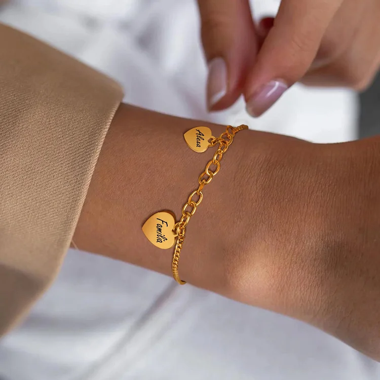 Personalized Double Heart Bracelet Women, BFF Distance Wristband for Girls Sister,Adjustable Friendship Jewerly