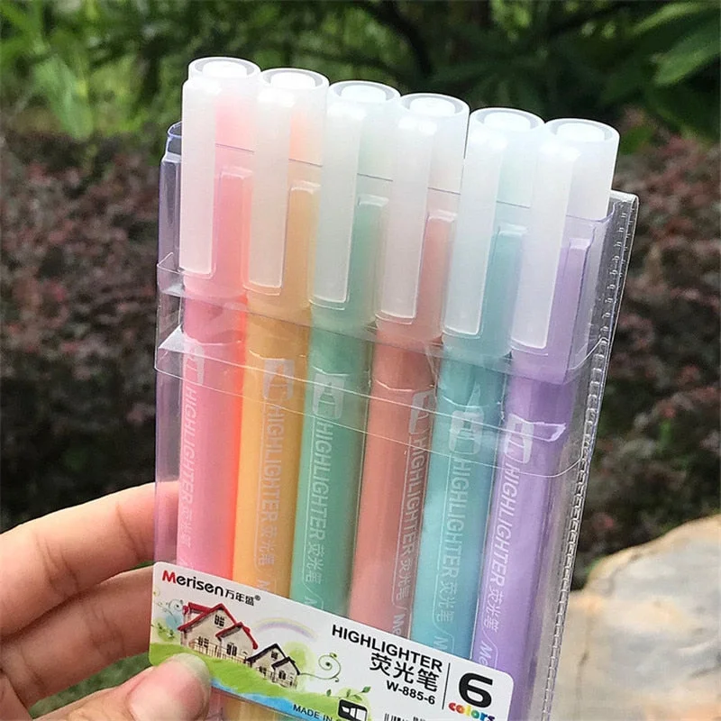 6Pcs/Set Higlighters Pen Marker Pen Pastel Highlighter Set for Marking Highlighting Journaling School Supplies