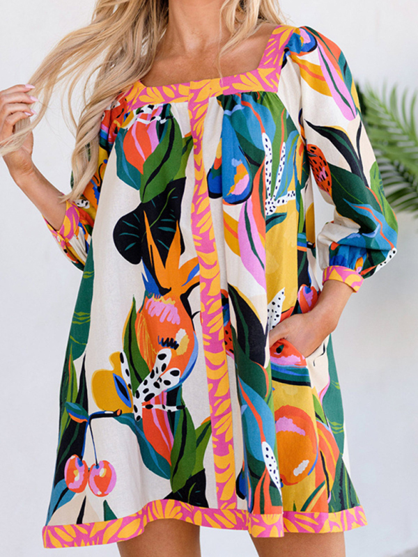 Mature Women Casual Summer New Cotton A-line Skirt Dress