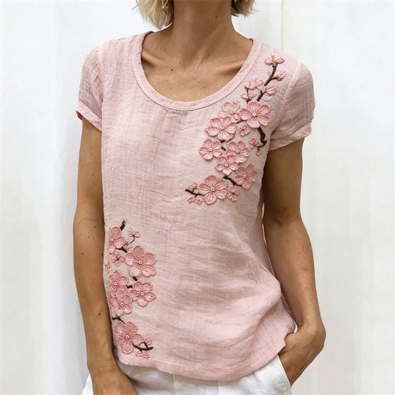 Cherry Blossom Japanese Art Vintage Linen Shirt wearshes