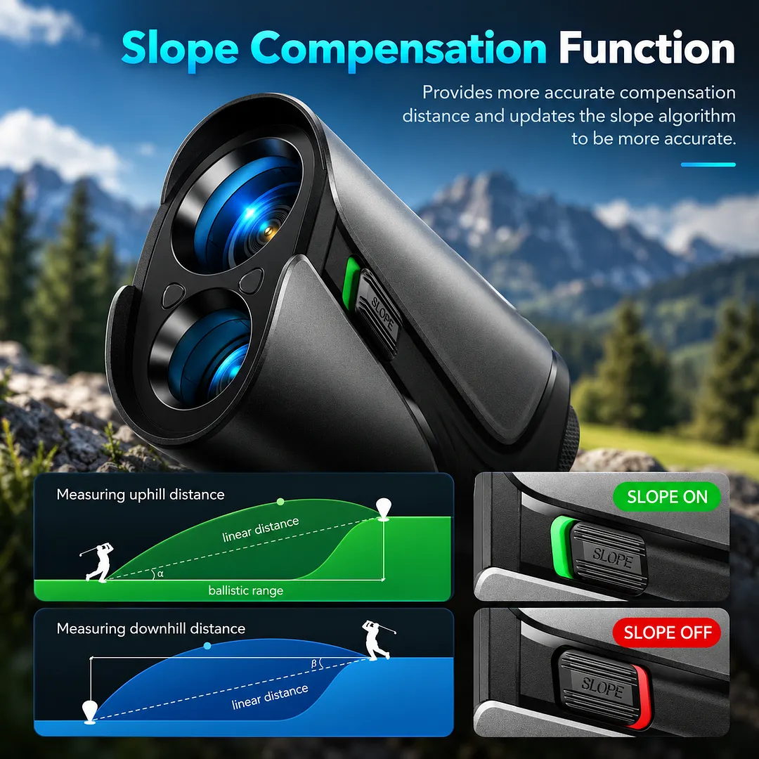BEBANG Golf Rangefinder with Slope On/Off, 1200 Yards 7X Magnification, 1000mAh Rechargeable Golf Rangefinder for Golfing, Magnetic Mount, Flag Lock Vibration