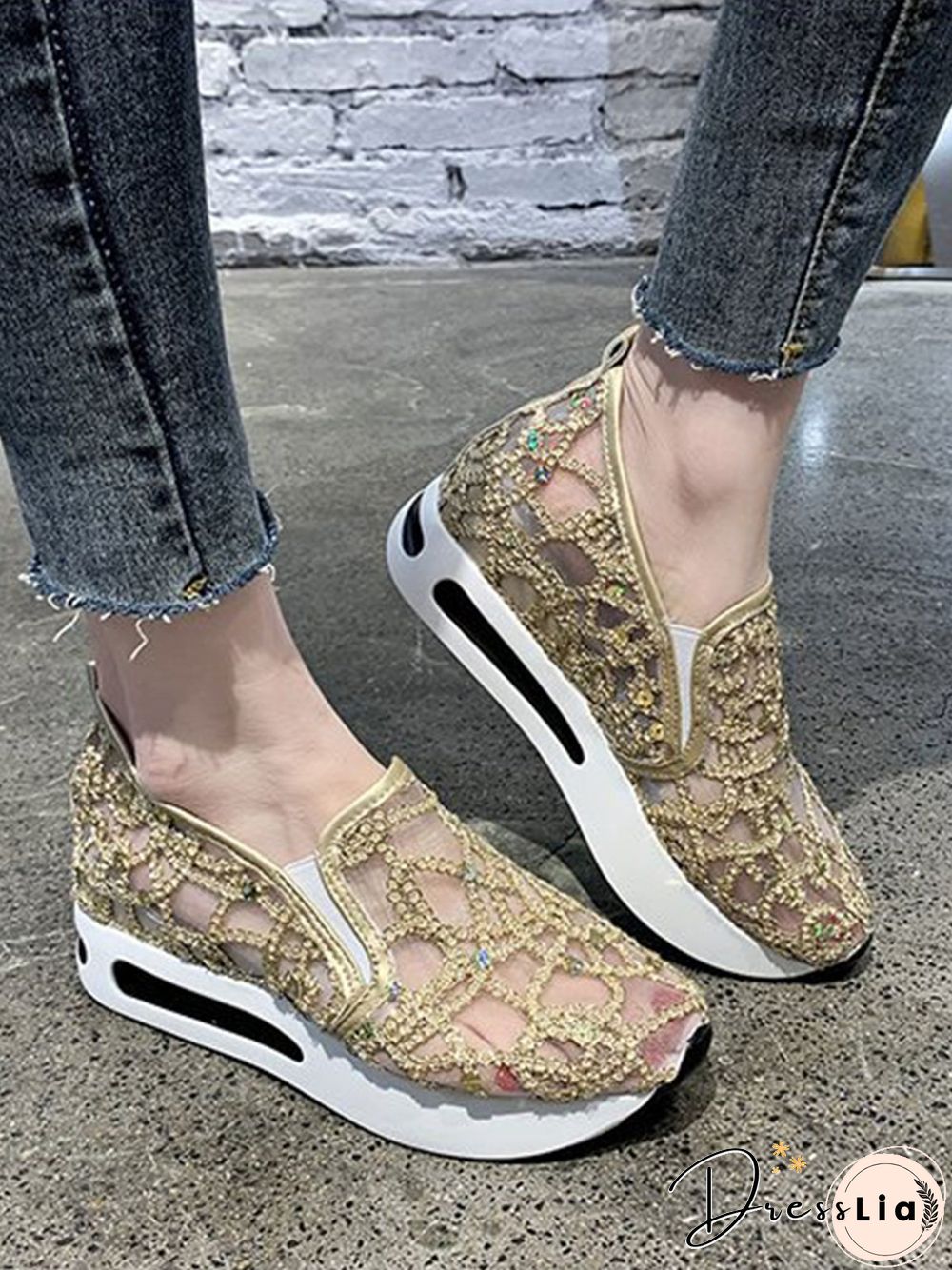 Lightweight Breathable Mesh Platform Sneakers