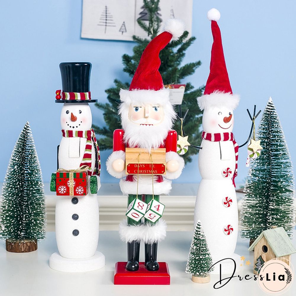 Christmas Wooden Standing Ornaments Cute Cartoon Santa Snowman Elf Nutcracker Doll Figures