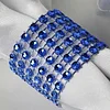 10 Pack | Royal Blue Diamond Rhinestone Napkin Rings, Chair Sash Velcro Brooch Buckle