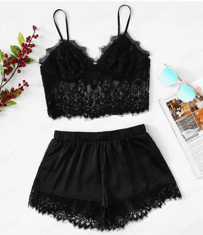 Churchf Summer Lady Simulation Silk Sling Princess Pajamas Sexy Extremely Tempting Two Sets Of Underwear Pyjamas Homewear
