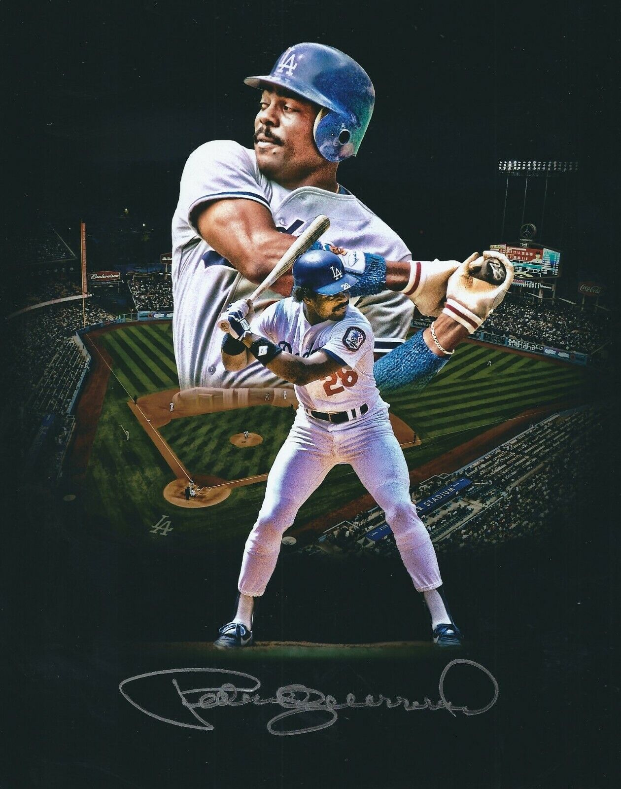 Signed 8x10 PEDRO GUERRERO Los Angeles Dodgers Autographed Photo Poster painting - COA