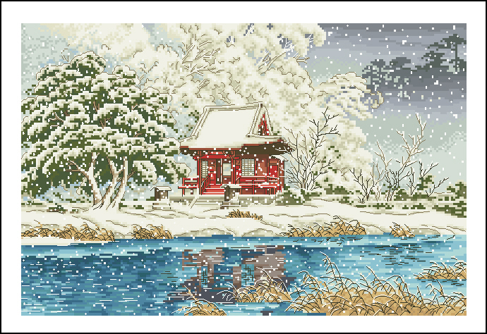 【Xiaobai Brand】Snow Scene In The Mountains Full 14CT Pre-stamped Canvas(48*35cm) 51 Colors Cross Stitch