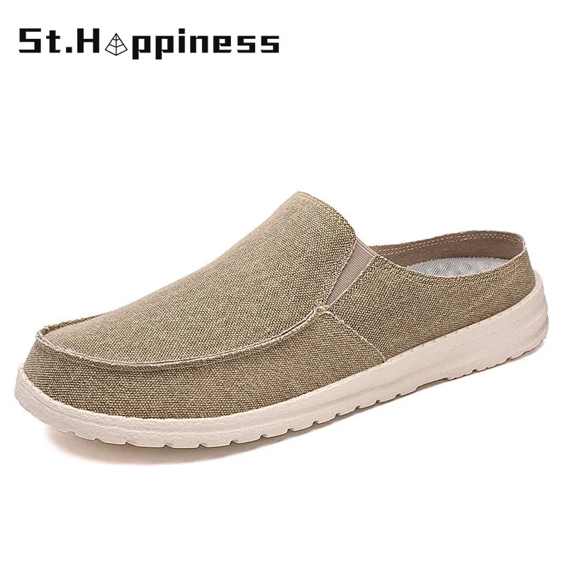 2021 New Summer Men's Canvas Casual Shoes Classic Breathable Loafers Flat Shoes Outdoor Light Slip-On Walking Shoes Big Size 48