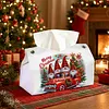 Gnome Christmas Truck DIY PULeather Diamond Painting Tissue Box for Adults Beginners Large Size Diamond Art Paper Storage Holder for Living Room Bathroom Table Decor