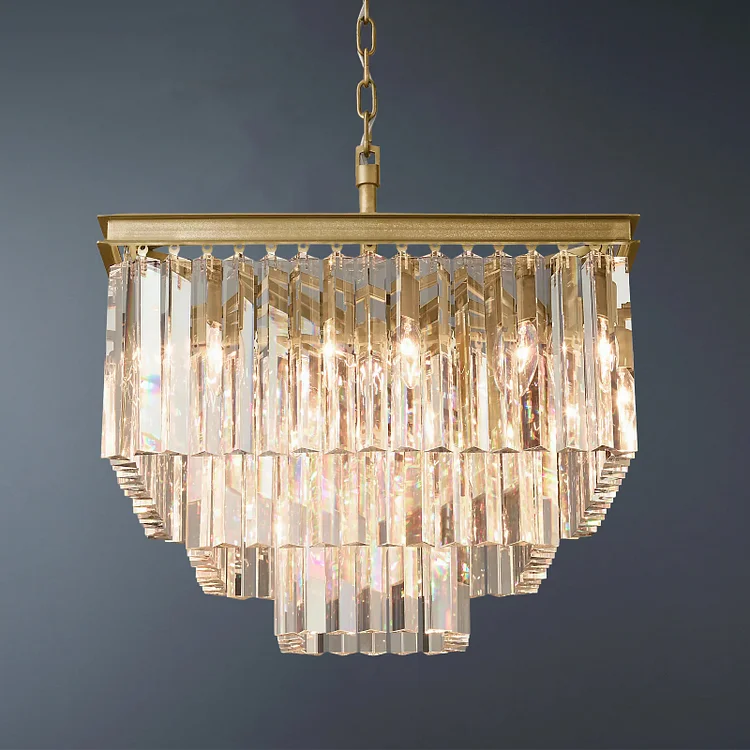 Multi-tier Rectangular 1920s Odeon Crystal Chandelier Dining Room Lighting 22" Vjlight