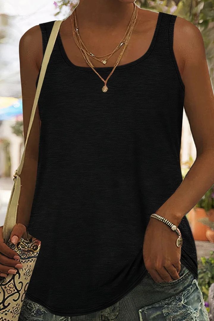 Solid Scoop Neck Tank Top