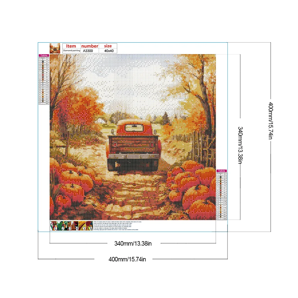 Diamond Painting - Full Round Drill - Autumn Pumpkin Classic Car(Canvas|40*40cm)