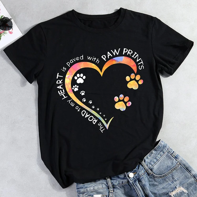 Dog Paw Heart T-Shirt-012971-CB