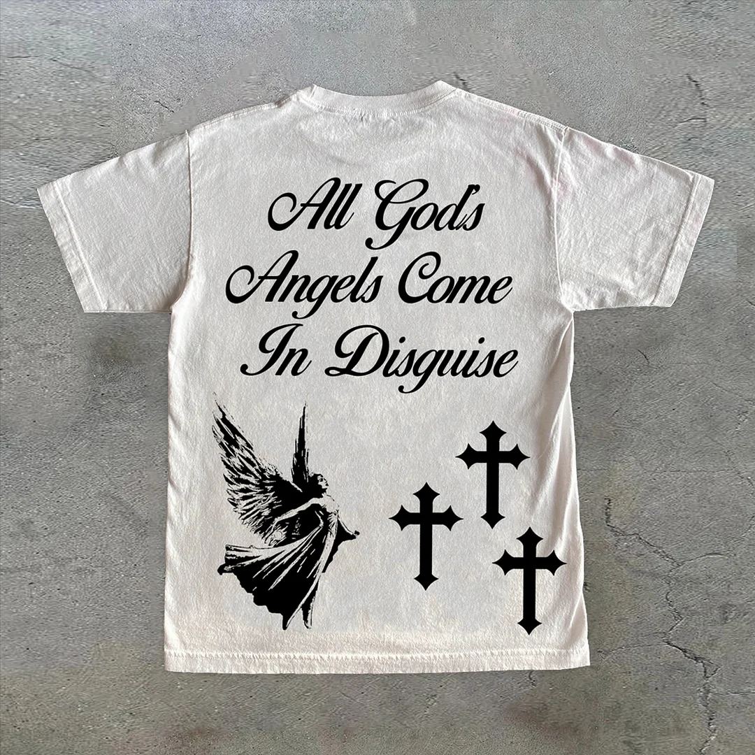 Vintage Angel Faith Print Short Sleeve T-Shirt