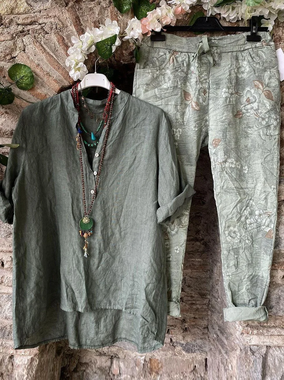 Army Green Short Sleeve Shift Suits