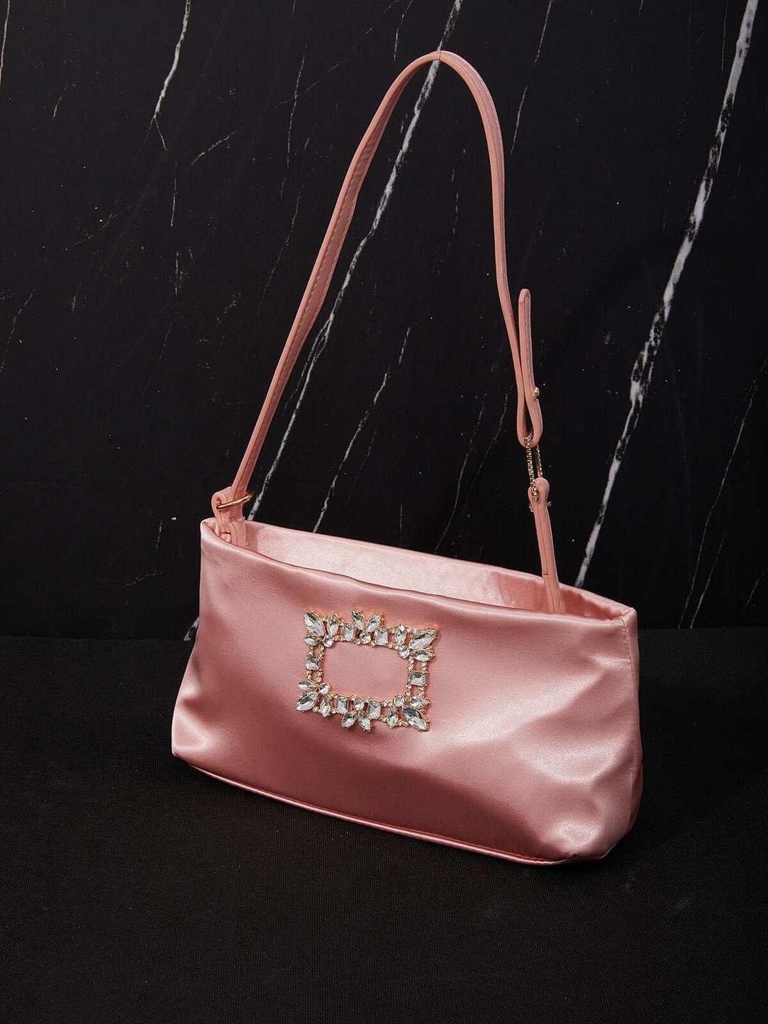 Posie Crystal Satin Bag In Pink