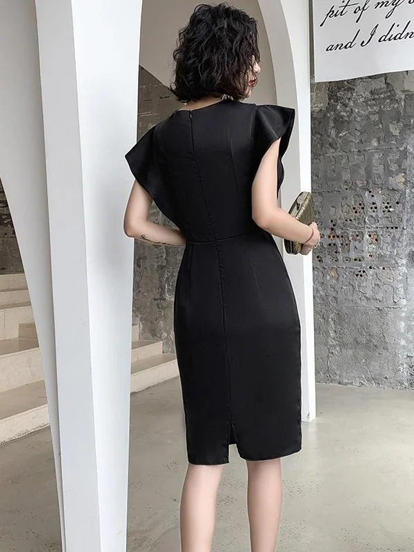 Elegant black evening party dress short dress