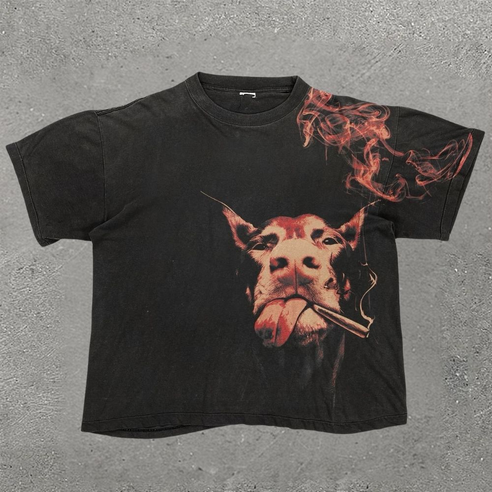 Badass Doberman Smoking Graphic T-shirt