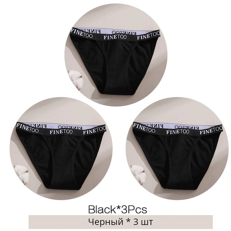 FINETOO M-XL Low Waist Underpants Women Letter Cotton Panties Soft Underwear Female Lingerie Ladies Briefs Girls Fashion Panty