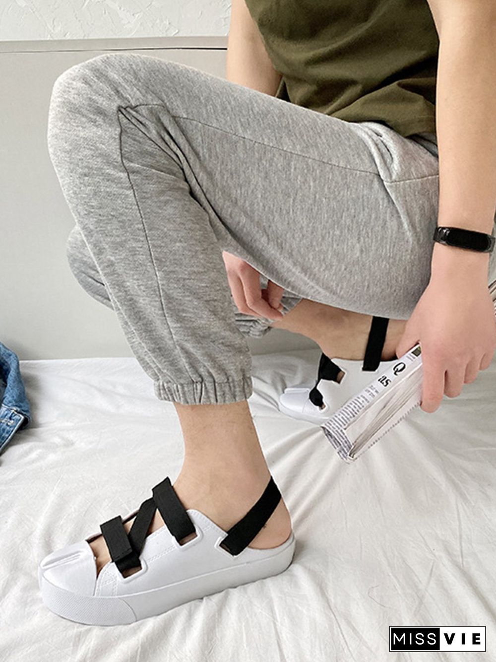 Casual Plain Split Toe Sandals