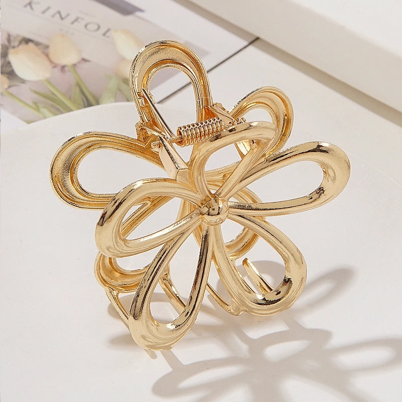 Handheld Pearl Temperament Curved Large Back Head Twist Clip Frog Buckle Pearl Barrettes Female Metal Bar Hairclip