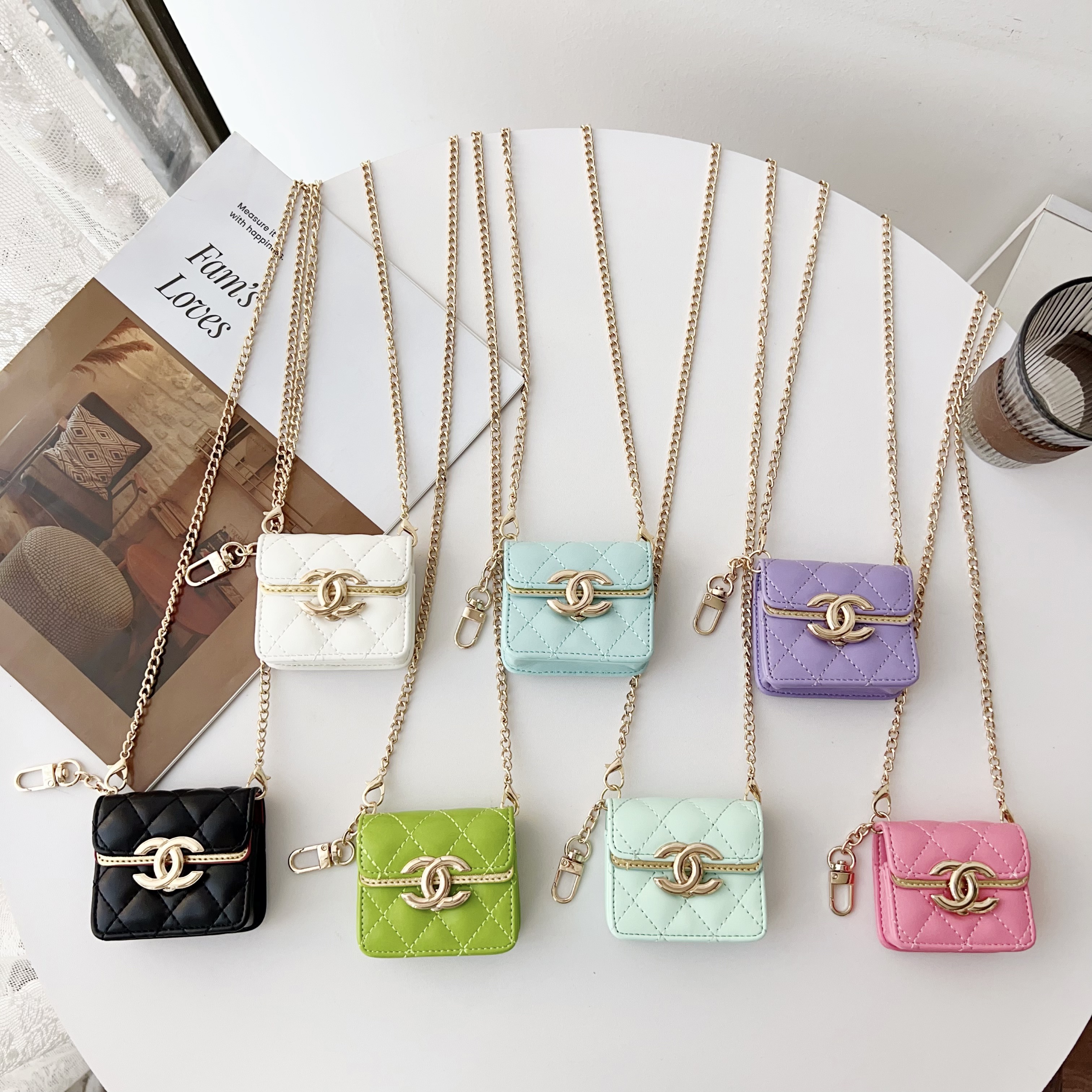 CHANEL MINI CROSSBODY BAG UNIVERSAL STYLE WIRELESS HEADPHONE LEATHER CASE