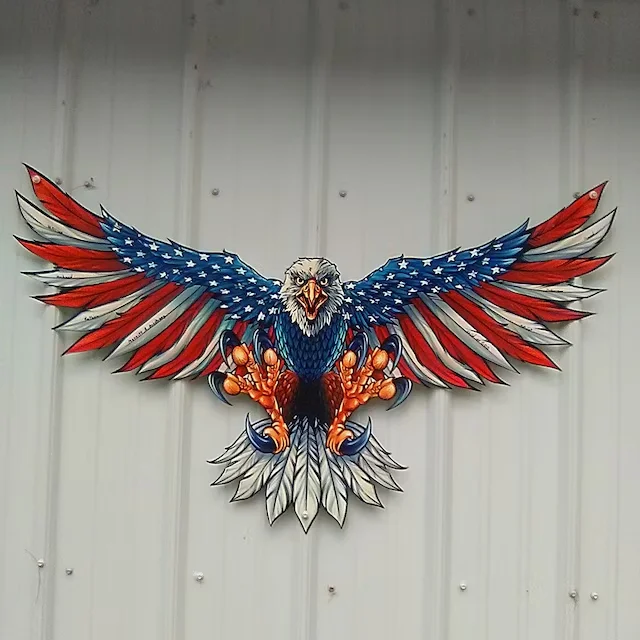 🔥Handmade Bald Eagle with Flag Wings