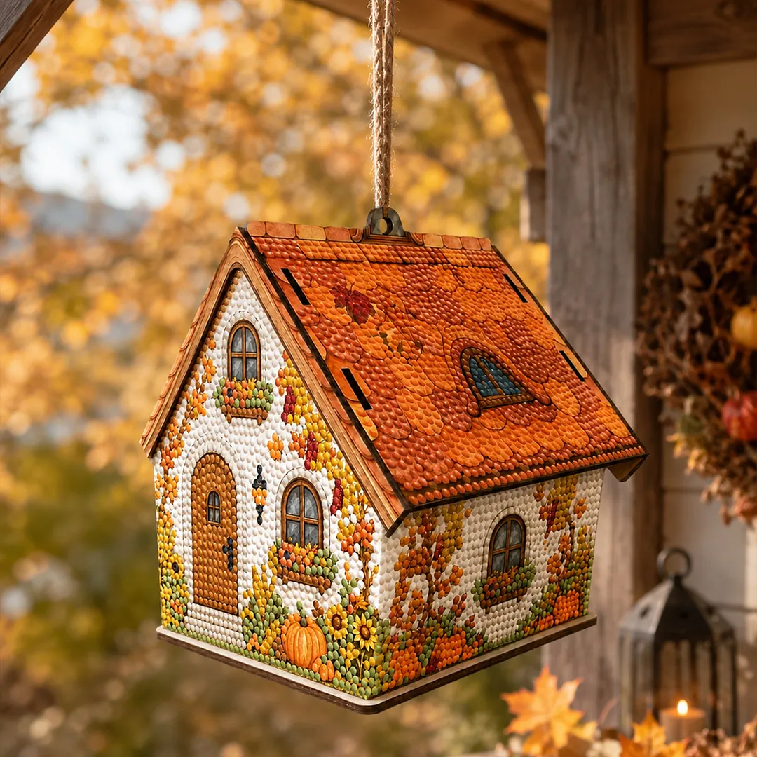 DIY Wooden House Diamond Art Painting Kit for Adults Home (Autumn Harvest)